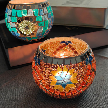 Skorter | European Retro Glass Mosaic Tealight Holder