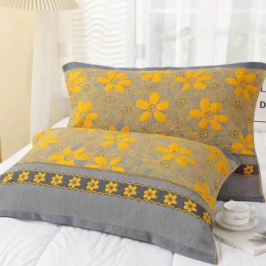 Skorter | Cotton Gauze Rustic Flower Pillow Towel(2PCS)