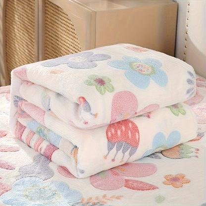 Skorter | Floral Flannel Te blanket - Soft, warm and stain-resistant for sofa, office and camping - Versatile gift