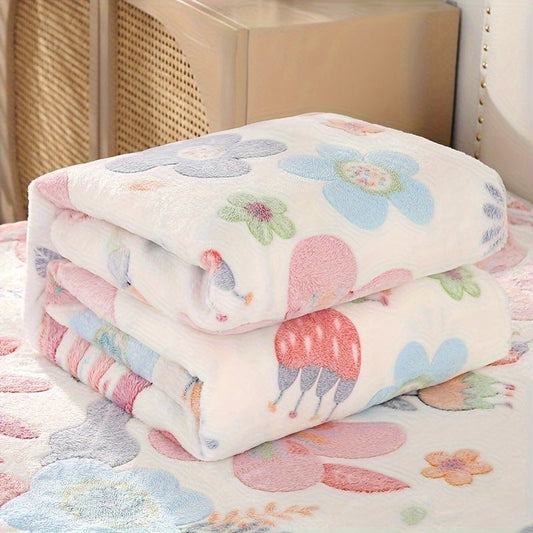 Skorter | Floral Flannel Te blanket - Soft, warm and stain-resistant for sofa, office and camping - Versatile gift