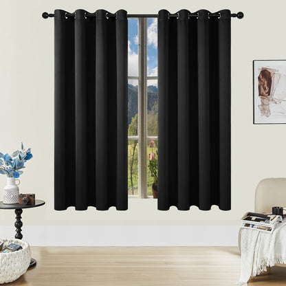 Skorter | Blackout Curtains - 2 Pieces Modern Polyester Curtains with Thermal Insulation and Rings