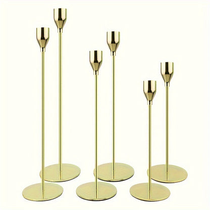 Skorter | 6-piece Set Black/Gold Candelabra - For Restaurant, Wedding, Dinner & Party Decoration
