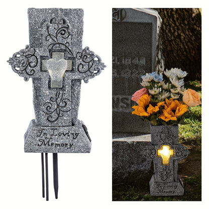 Skorter | Solar Powered LED Cemetery Vase with Detachable Spike – Rechargeable, Weather-Resistant Memorial Gravestone Decoration for Fresh or Artificial Flowers – Thoughtful Memorial Gift