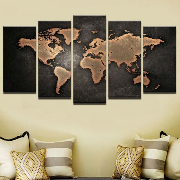 Skorter | 5 pieces world map oil painting