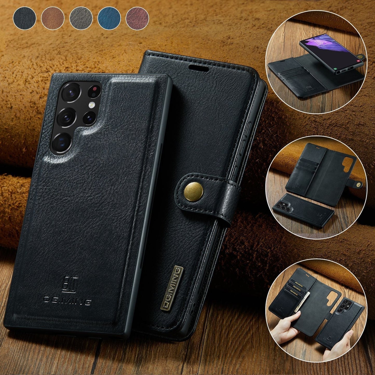 Skorter | 2 in 1 removable flip leather case for Samsung Galaxy