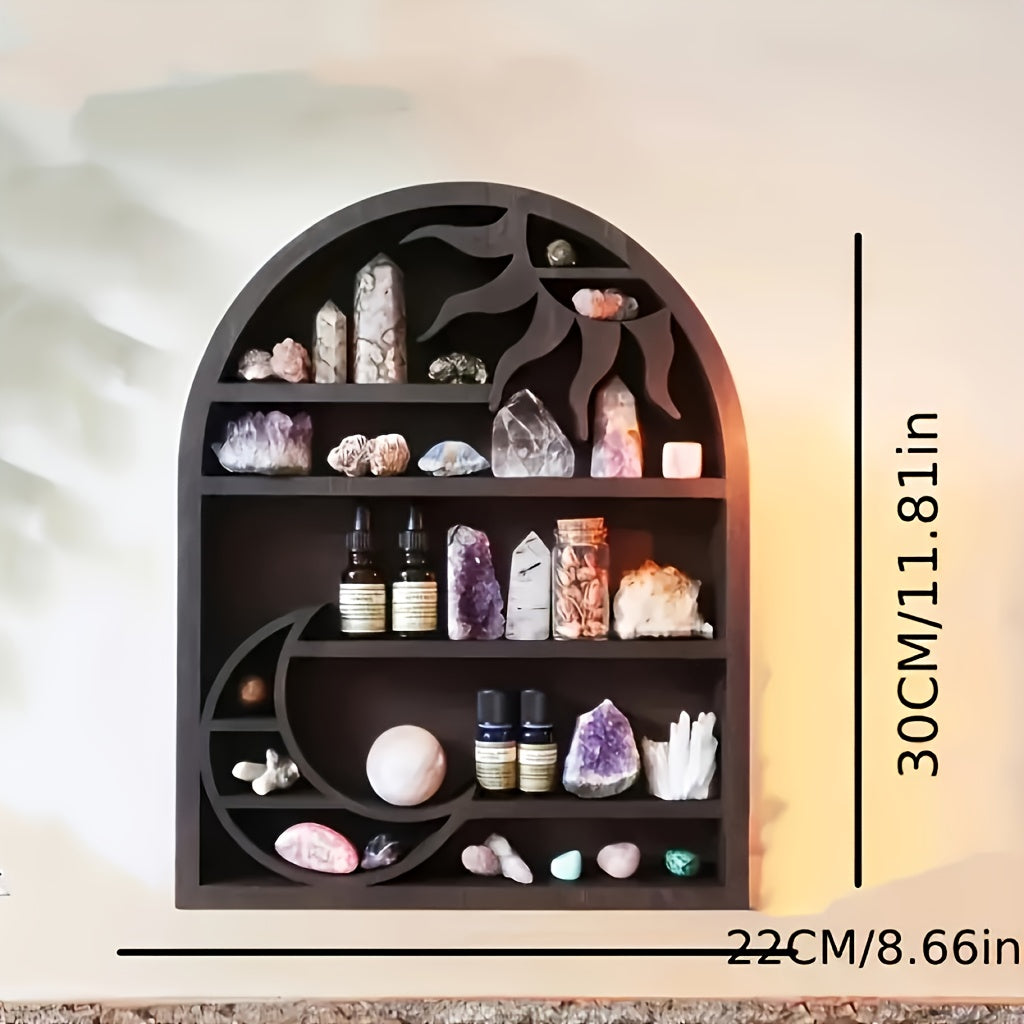 Skorter | Bohemian Moon & Sun Tree Wall Shelf - Decorative Crystal Holder