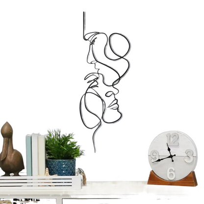 Skorter | Black Metal Wall Art Wall Decoration Abstract Iron Wall Sculpture Minimalist Face Line Home Decor Craftsmanship