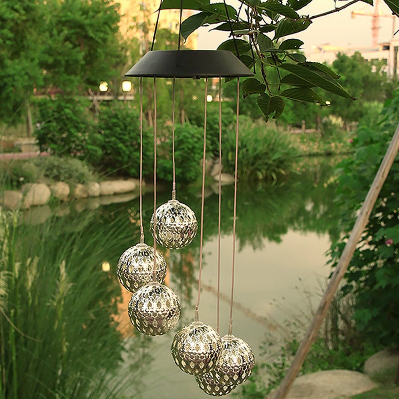 Skorter | Solar Metal Ball Wind Chime – Solar Powered LED Garden Decoration with Soothing Sounds