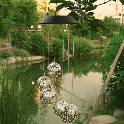 Skorter | Solar Metal Ball Wind Chime – Solar Powered LED Garden Decoration with Soothing Sounds