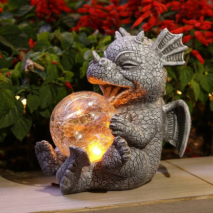 Skorter | Garden Statue - Draconis - Solar Lighting - Resin Dragon Statue Lamp