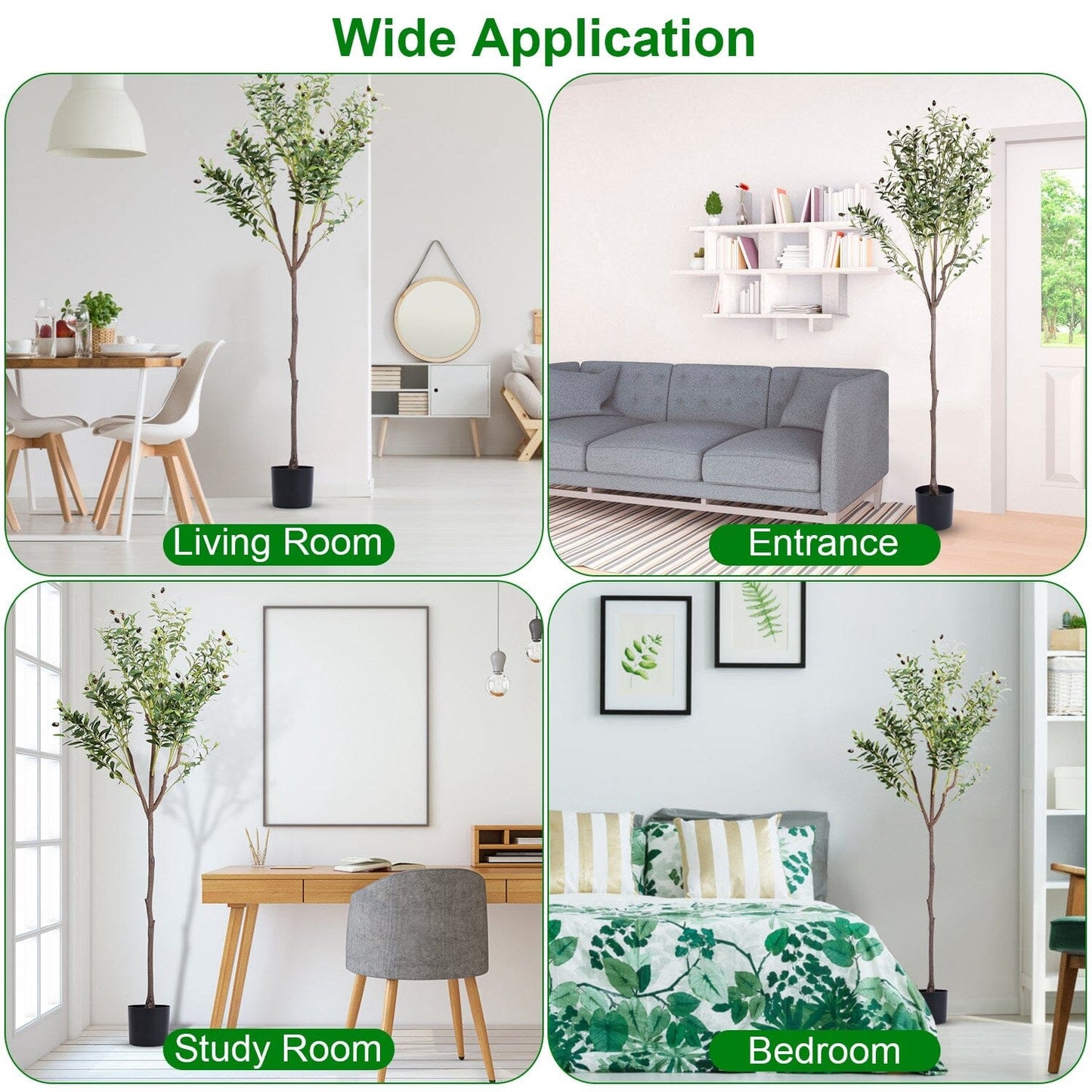 Skorter | 5.9 foot artificial olive tree with lush olive branches and fruits with black planter pot