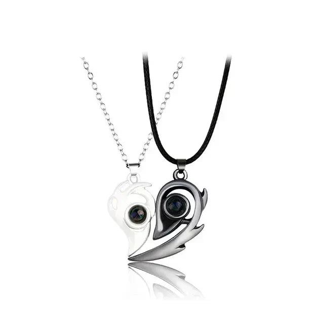 Skorter | 2 Pieces Magnetic Heart Couple Necklace for Women. Pullover Necklace for Best Friends, Lovers & Wedding Gift Jewelry