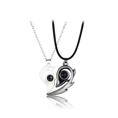 Skorter | 2 Pieces Magnetic Heart Couple Necklace for Women. Pullover Necklace for Best Friends, Lovers & Wedding Gift Jewelry