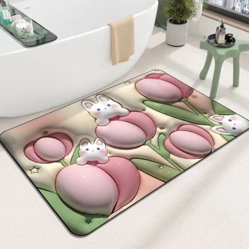 skorter | 3d-flower soft, absorbent mat for the bathroom
