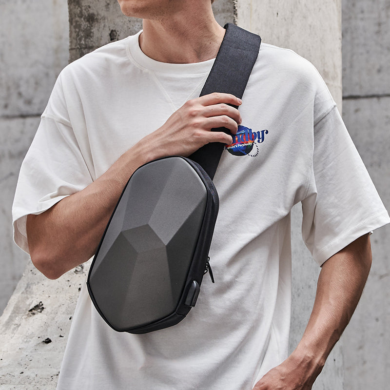 Skorter | Anti-theft, Waterproof, Anti-collision Chest Bag, with Geometric 3D Shell, Side USB Interface, High-quality Protection, Multi-layer Partition Storage, for Travel, Outing, Shopping and More