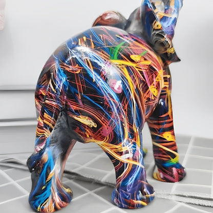 Skorter | Abstract Elephant Statue – Colourful African Design with Raised Trunk for Good Luck