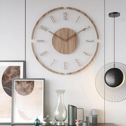 Skorter | Silent Wall Clock Wood Light – Modern Clock with Acrylic Design for Living Room