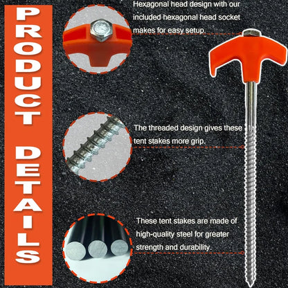Skorter | 8" Screw Tent Pegs - Screwable Ground Anchors