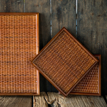 Skorter | Artisanal Rattan Wooden Tea Tray