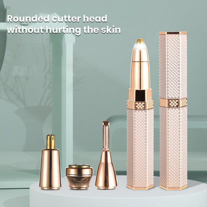 Skorter | 4 In 1 Facial Electric Shaver For Women, Full Body Epilator Rechargeable Eyebrow Nose Bikini Area Hair Clipper