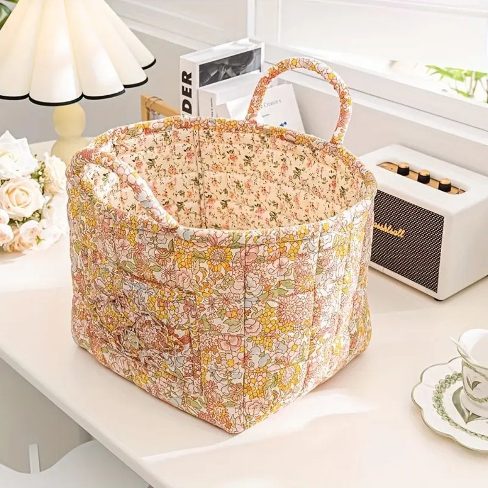 Skorter | Floral Canvas Storage Basket for Home Organization