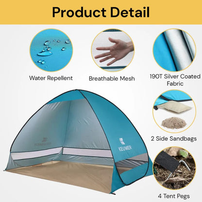 Skorter | 4-Person Beach Pop-Up Tent for Family Camping, Outdoor Events & Quick Setup