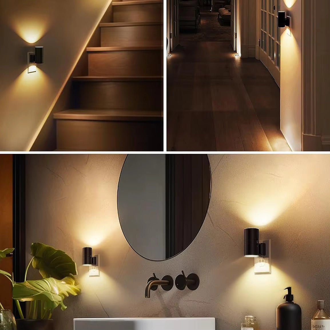 Skorter | Luxury Plug-In Ambient Night Light – Dimmable LED Wall Light with Sensor (3000K Warm Glow)