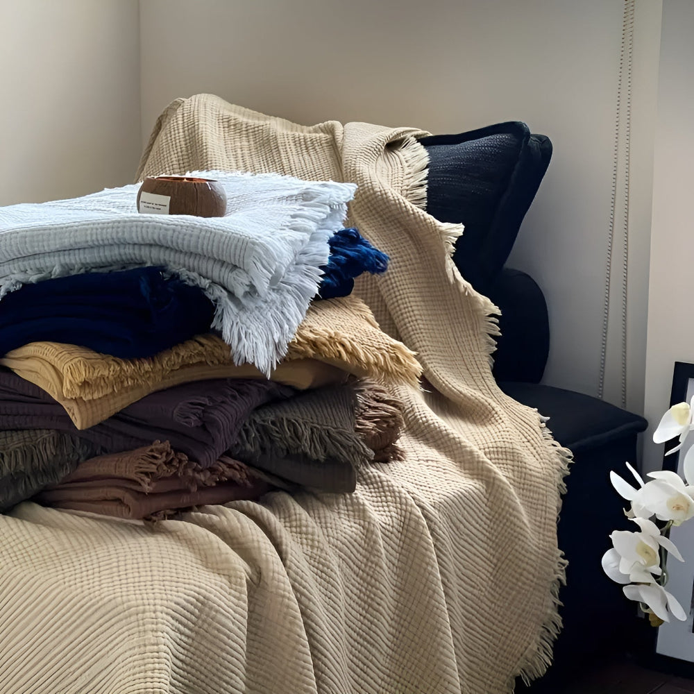 Skorter | Cotton Crinkle Tassel Blanket