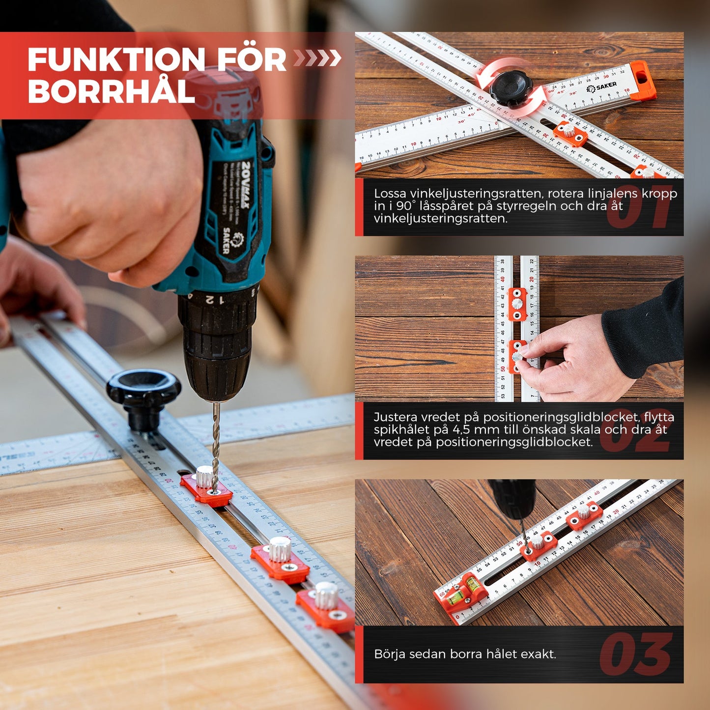 Skorter | 4 I 1 Ruler for Positioning When Drilling