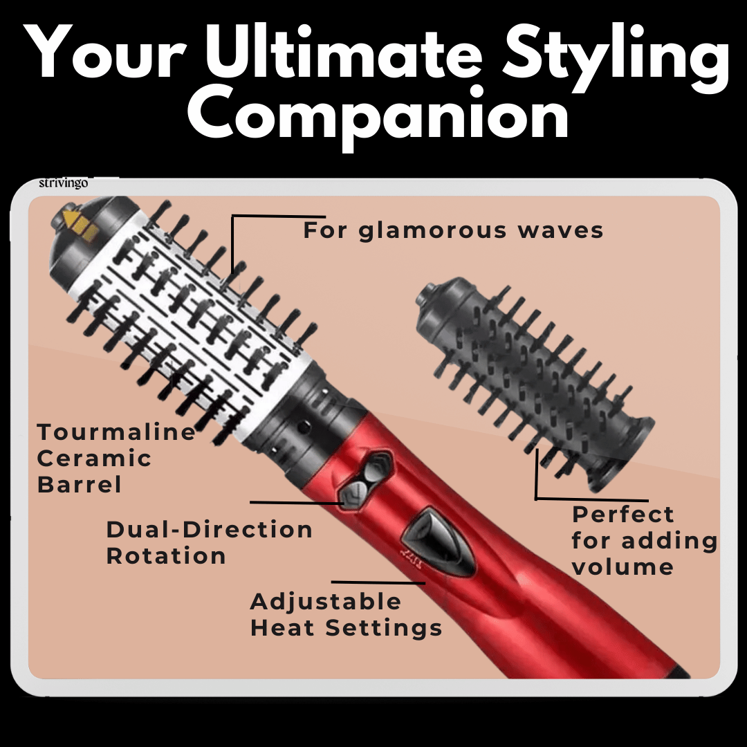 Skorter | 3-in-1 Rotating Hair Dryer and Styler with Adjustable Temperature for Effortless Curls and Waves