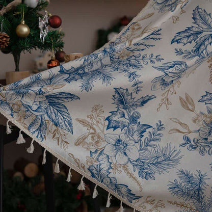 Skorter | Farmhouse Botanical Blue Floral Curtain