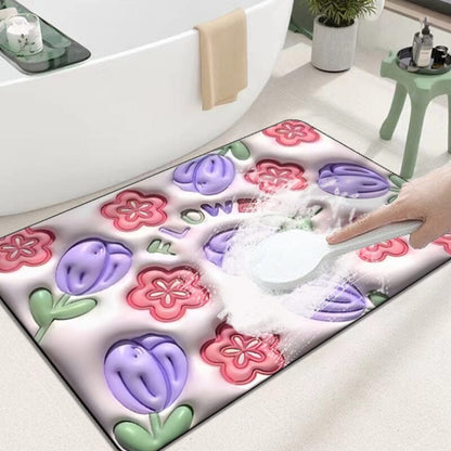 skorter | 3d-flower soft, absorbent mat for the bathroom