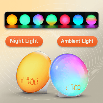Skorter | Wake-Up Sun Lamp Alarm Clock | Gradual Sunrise Glow & Customizable Sounds for Gentle Mornings