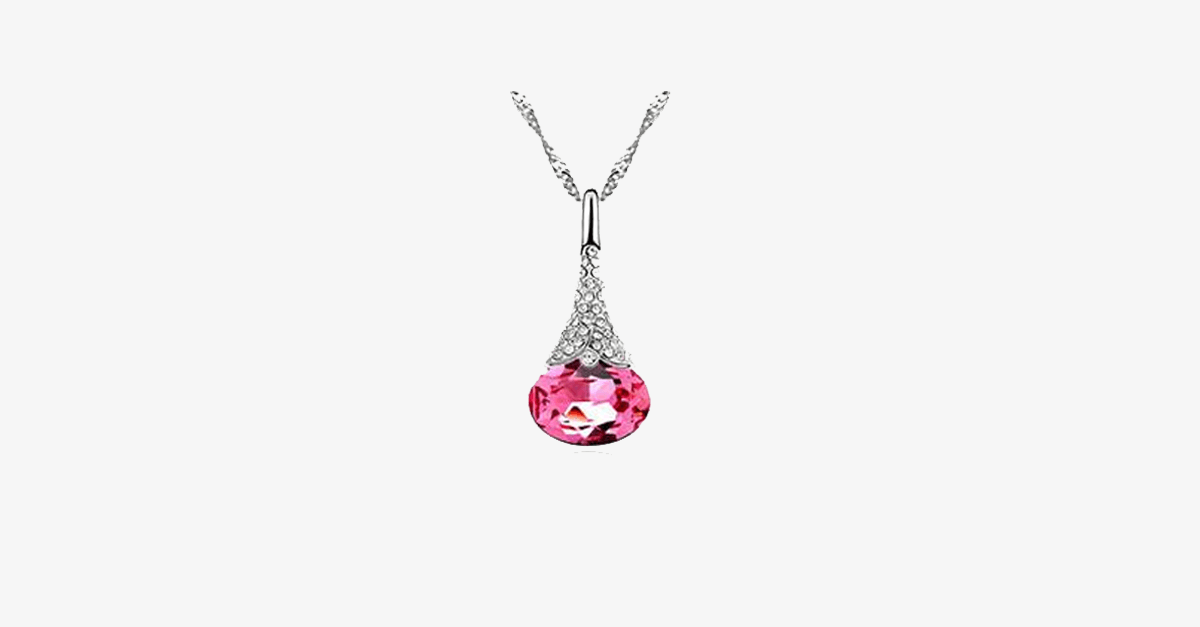 Skorter | Crystal Water Drop Pendant - Multicolored Austrian Crystals with Lobster Clasp