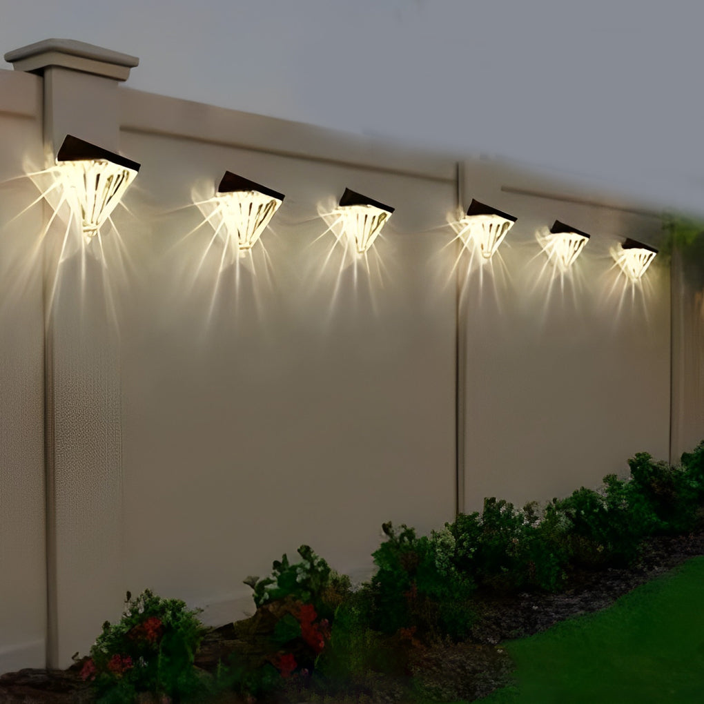 Skorter | 2 Pieces Geometric LED Waterproof Black Solar Wall Lamp