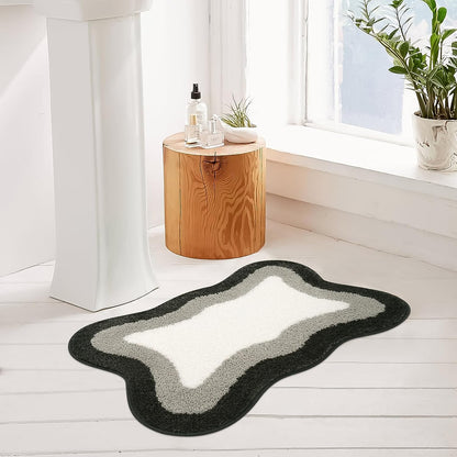 Skorter | Black Gradient Bath Mats, Carpet for Bathrooms, Cute Non-Slip Irregular Carpet for Shower Room