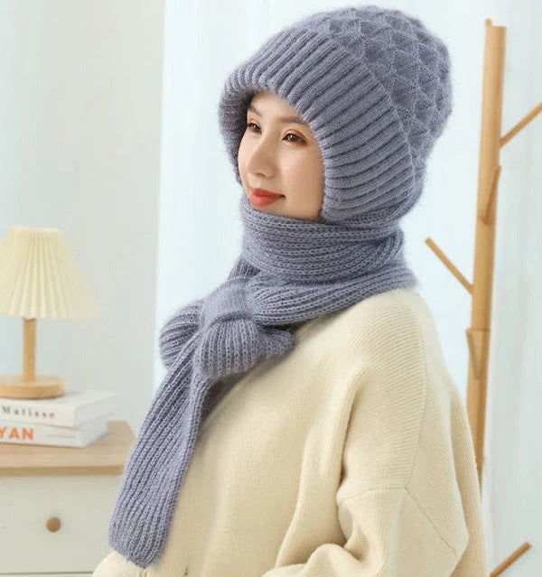 Skorter | Padded And Thick Hood With Scarf, One-Piece Hat, Warm Wind And Snow Hat