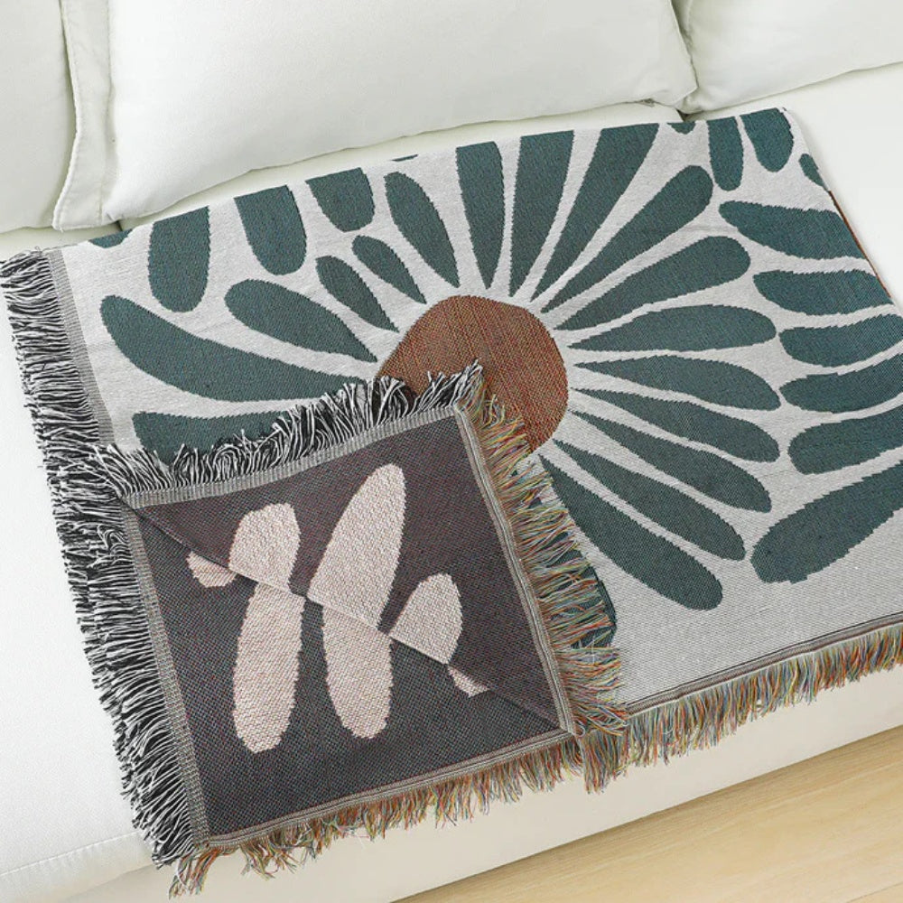 Skorter | Floral Daisy Woven Throw Blanket