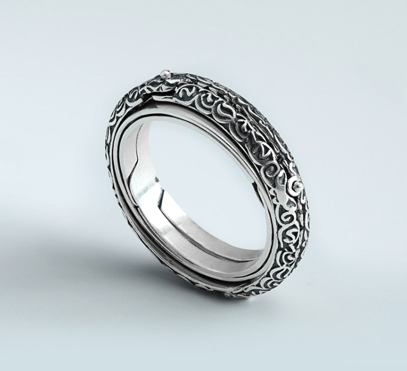 Skorter | Cool Retro Foldable Silver Ring with Universe Sphere, Made of 925 Silver, Creative Gift for Men and Women