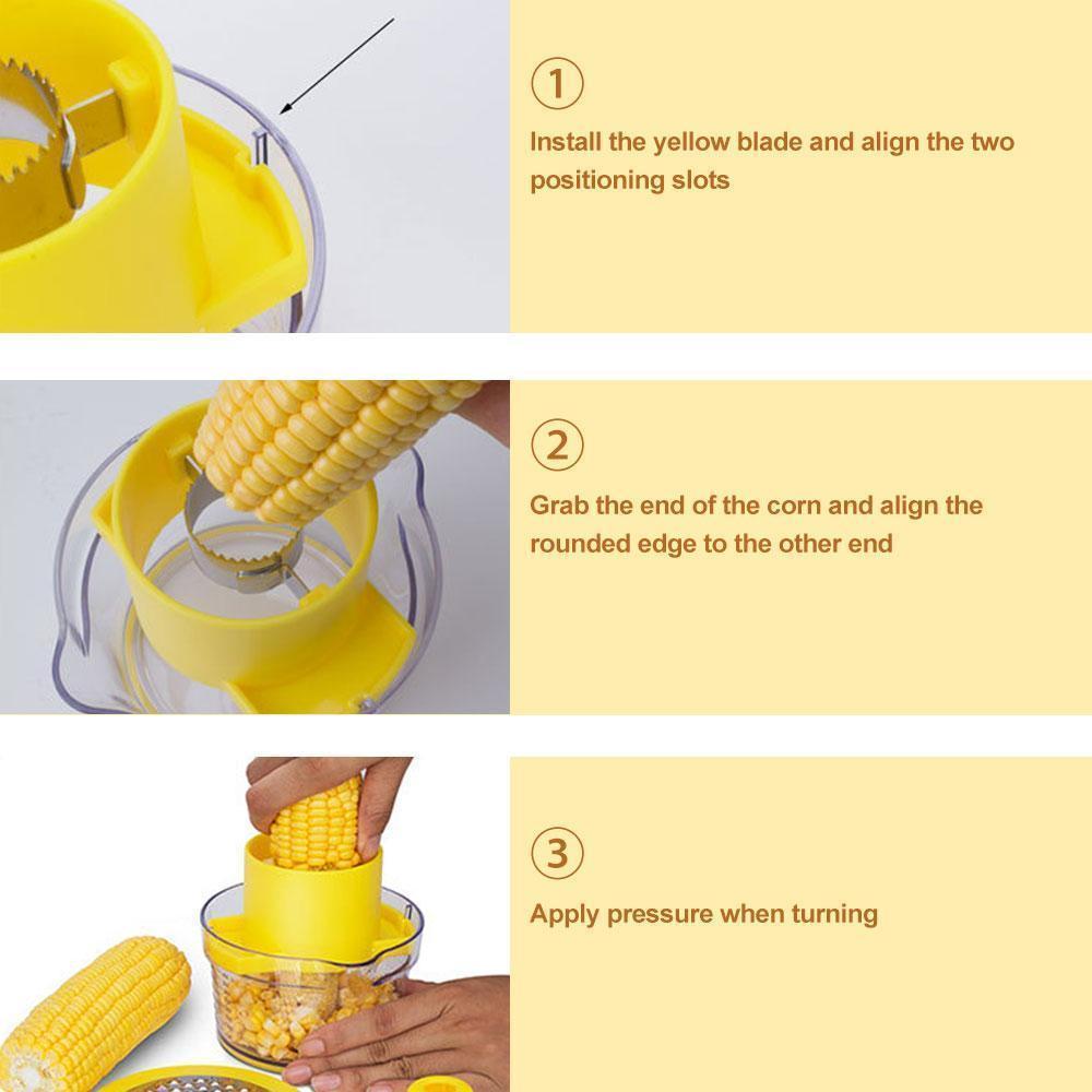skorter | Cob Corn Stripper with Built-In Measuring Cup and Grater