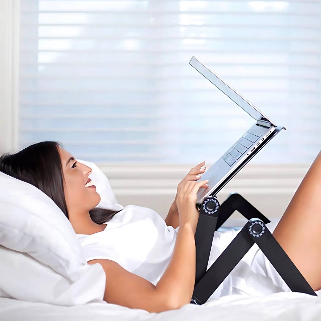Skorter | Adjustable Laptop Stand for Bed, Couch & Desk - Ergonomic Design with Cooling Function for Comfort and Productivity