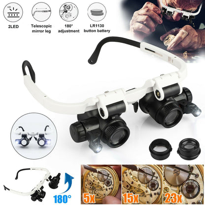 Skorter | Adjustable Headband Magnifier with LED Light & 8 Lenses – Perfect for Jewelry, Watch Repair & Engraving
