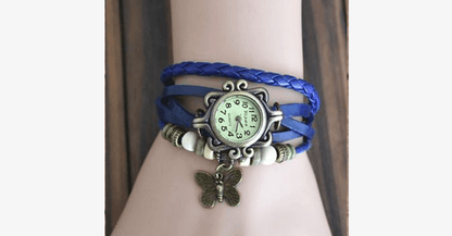 Skorter | Butterfly Wrap Watches - Multicolored Genuine Leather Snap Back Watch