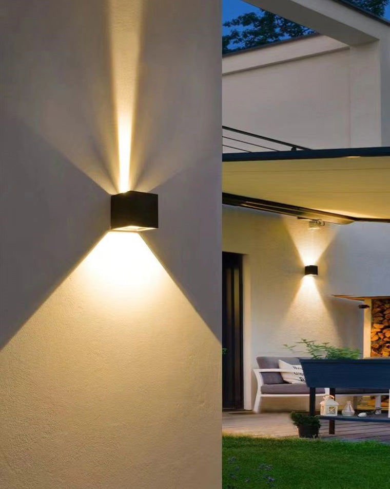 Skorter | LED Outdoor Up Down Wall Light | Waterproof Metal Fixture for Patio. Garden & Entryway Illumination