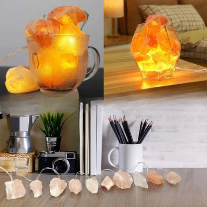 Skorter | SolaraGleam Himalayan Salt String Lights | Warm Amber Light | Portable Natural Crystal Decoration for Home