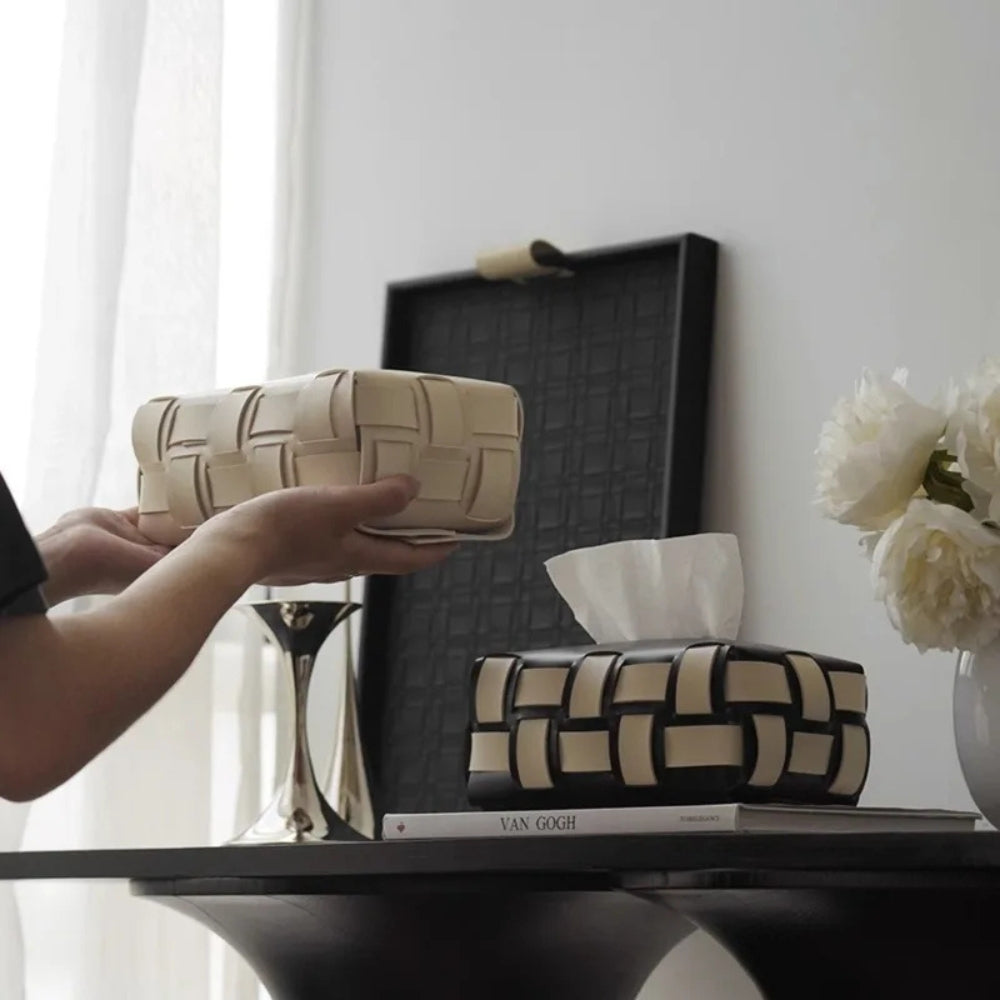 Skorter | Braided Vegan Leather Tissue Holder