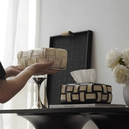 Skorter | Braided Vegan Leather Tissue Holder