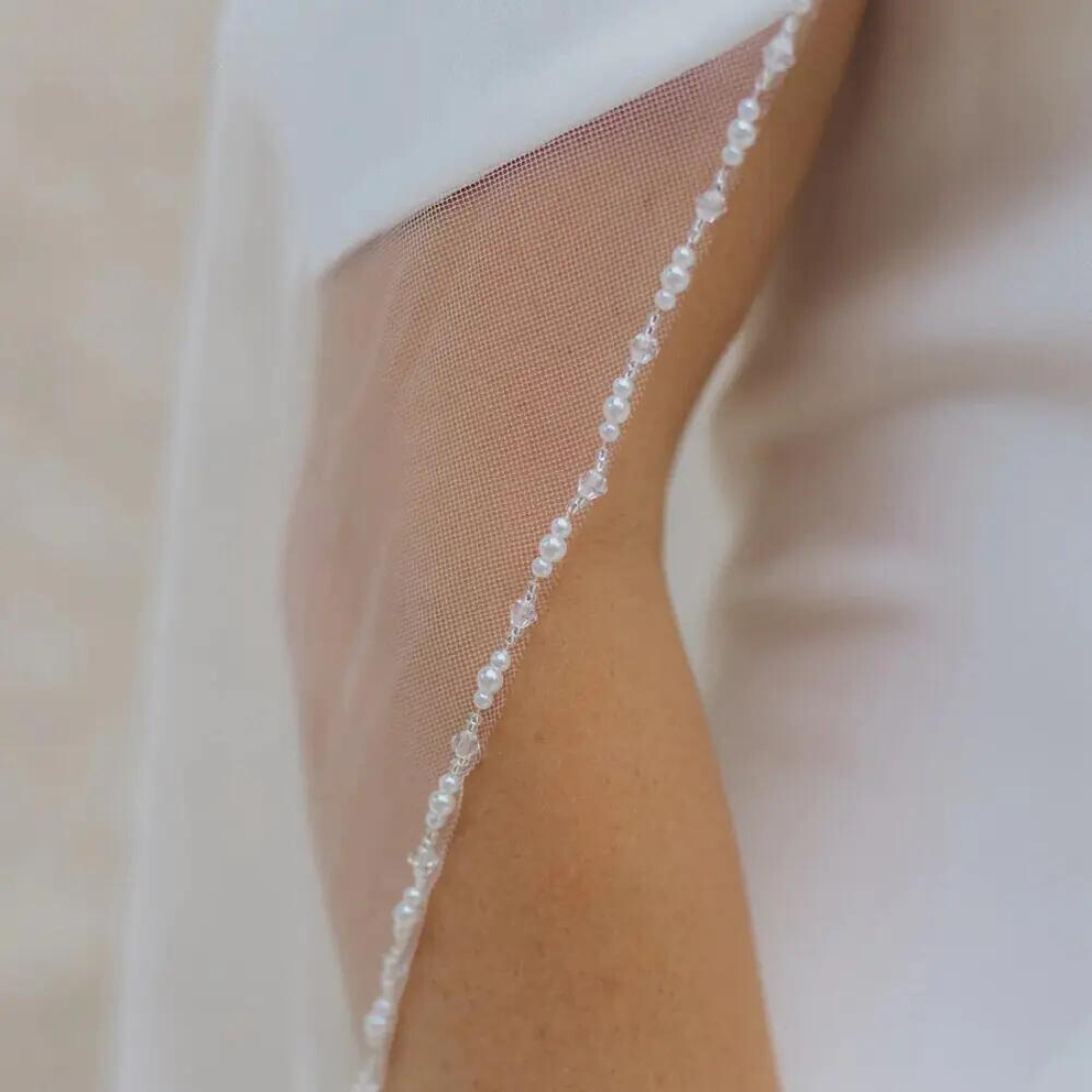 Skorter | Long Bridal Veil Crystal Pearls