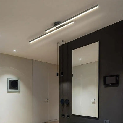 Skorter | Minimalist Modern Hallway Lights – Long Strip Linear Ceiling Lamp, Close-to-Ceiling Chandelier, Remote Dimmable for Home Interiors