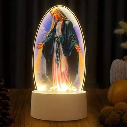 Skorter | SacredGlow - Virgin Mary Night Lamp with LED Acrylic Frame, USB Power